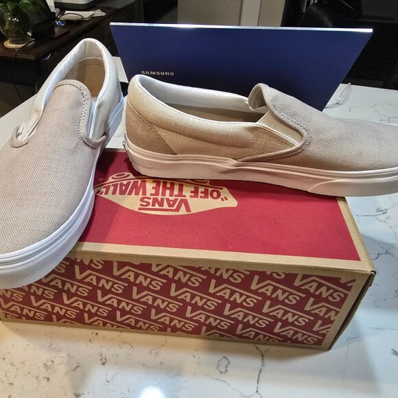 Vans Classic Slip-On Summer Linen Incense Men Unisex Casual Shoes SZ 10 NEW - Picture 2 of 14
